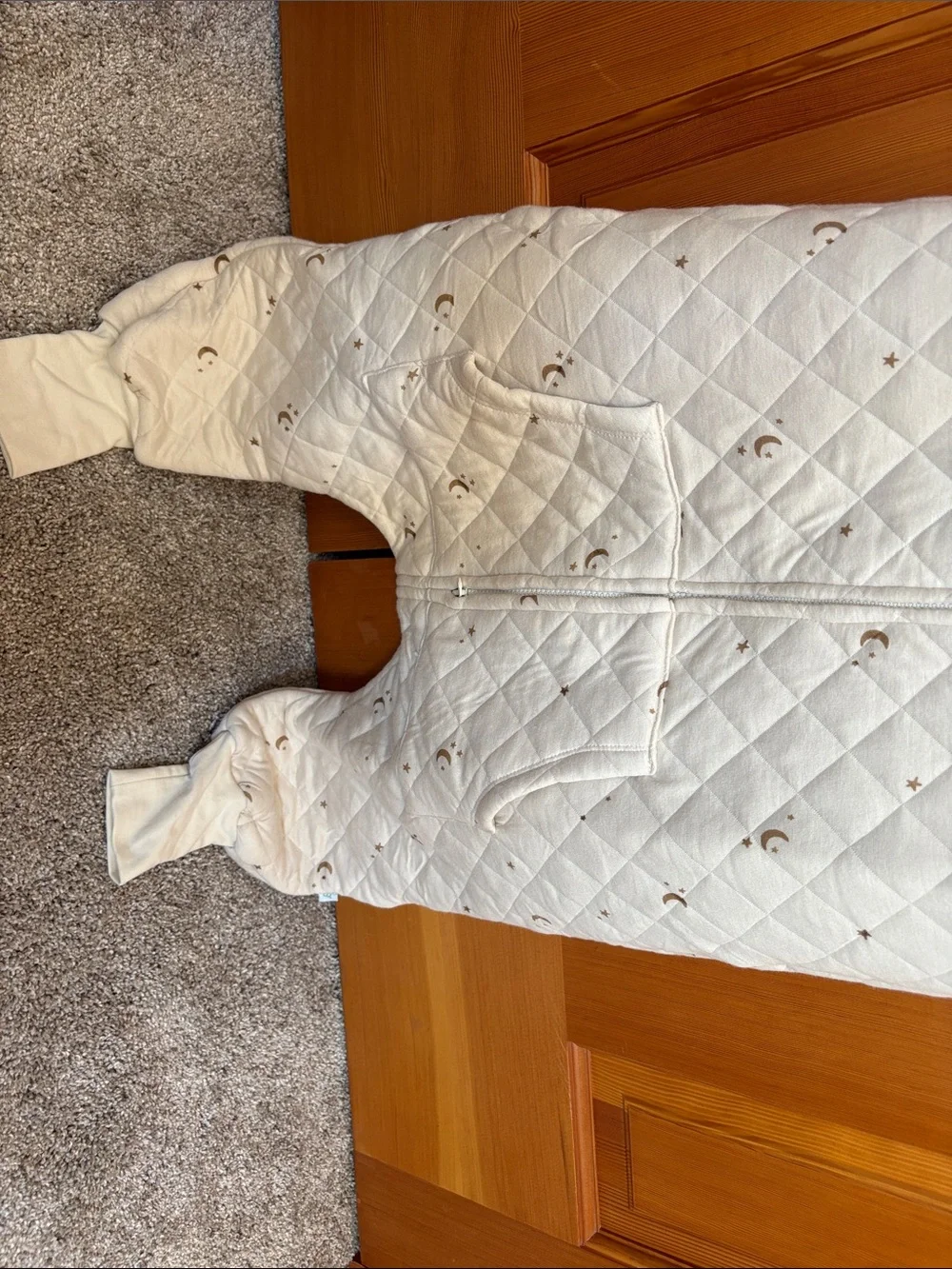 NWOT TEALBEE Cream Quilted Kids Sleep Walker with Moon Print 3/4